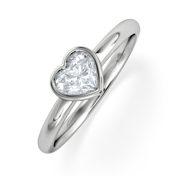 Horizon Heart Cut Lab Diamond Solitaire Ring 0.50ct H/SI in 9K White Gold